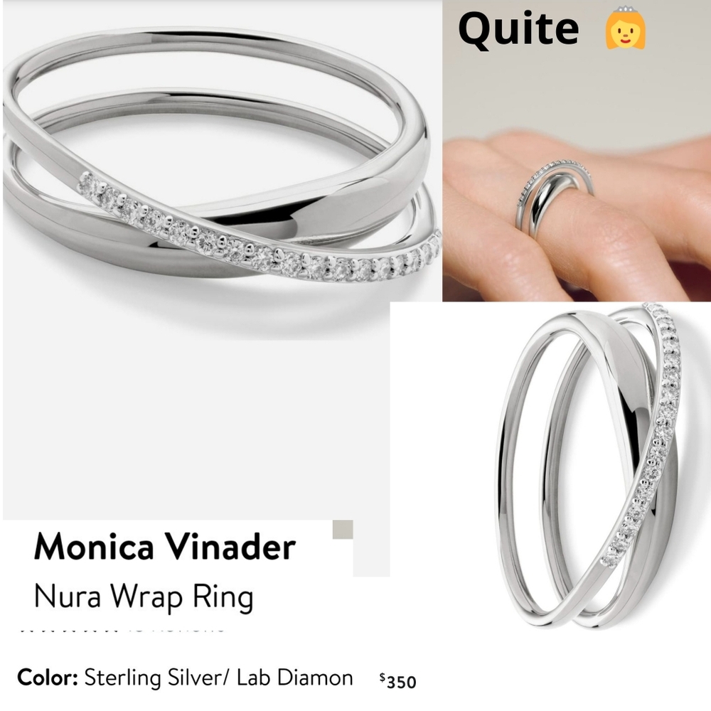 Monica Vinader Nura Wrap Ring in Silver Lab Diamond. #93